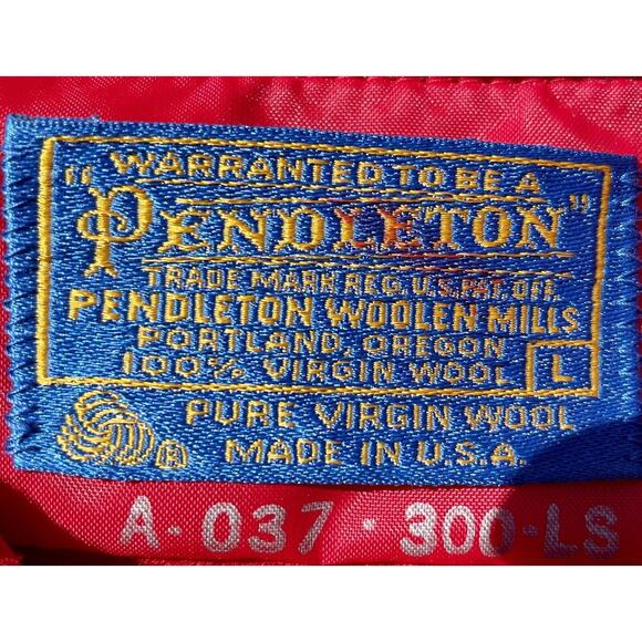 Pendelton Pure Virgin Wool Men's Button Down Pocket Red Sz. L‎ USA Made - Picture 4 of 8